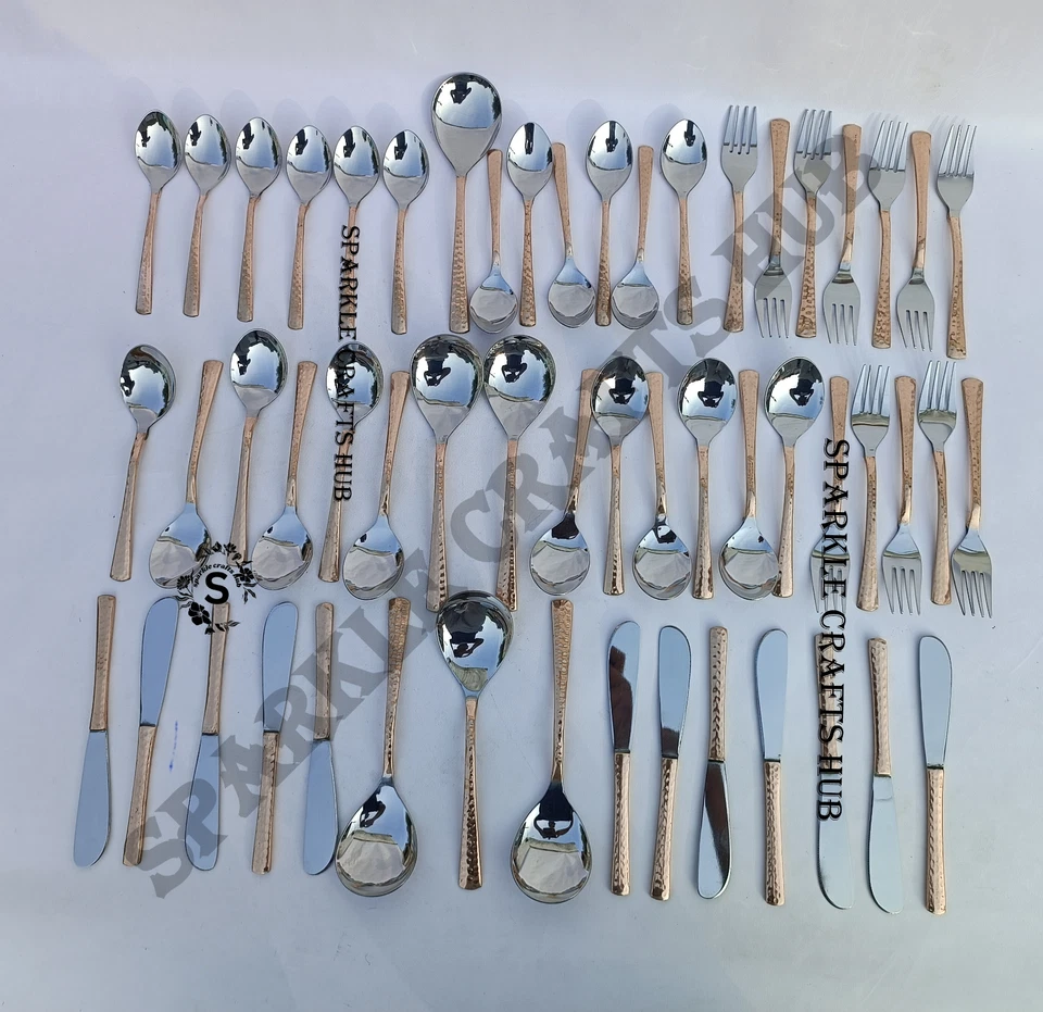 PURE COPPER STAINLESS STILL HANDLE 12 PLACE SETTING KITCHEWARE 54 PIECE GIFT SET - Image 3 of 4