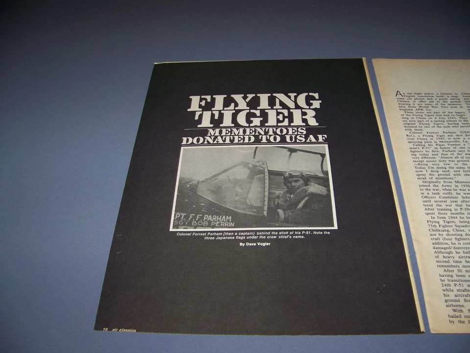VINTAGE..AVG FLYING TIGER "FORREST PARHAM"..HISTORY/PHOTOS..RARE! (739M) - Image 2 of 4