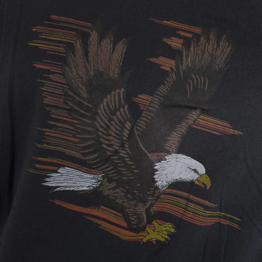 Camiseta De Colección Águila Calva Para Hombre Talla XL Negra Años 80 Animal Naturaleza Camiseta Hecha en EE. UU. Foto 3 de 4