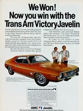 George Follmer Roy Woods 1973 AMC Javelin Vintage Original Print Ad 8.5 x 11"