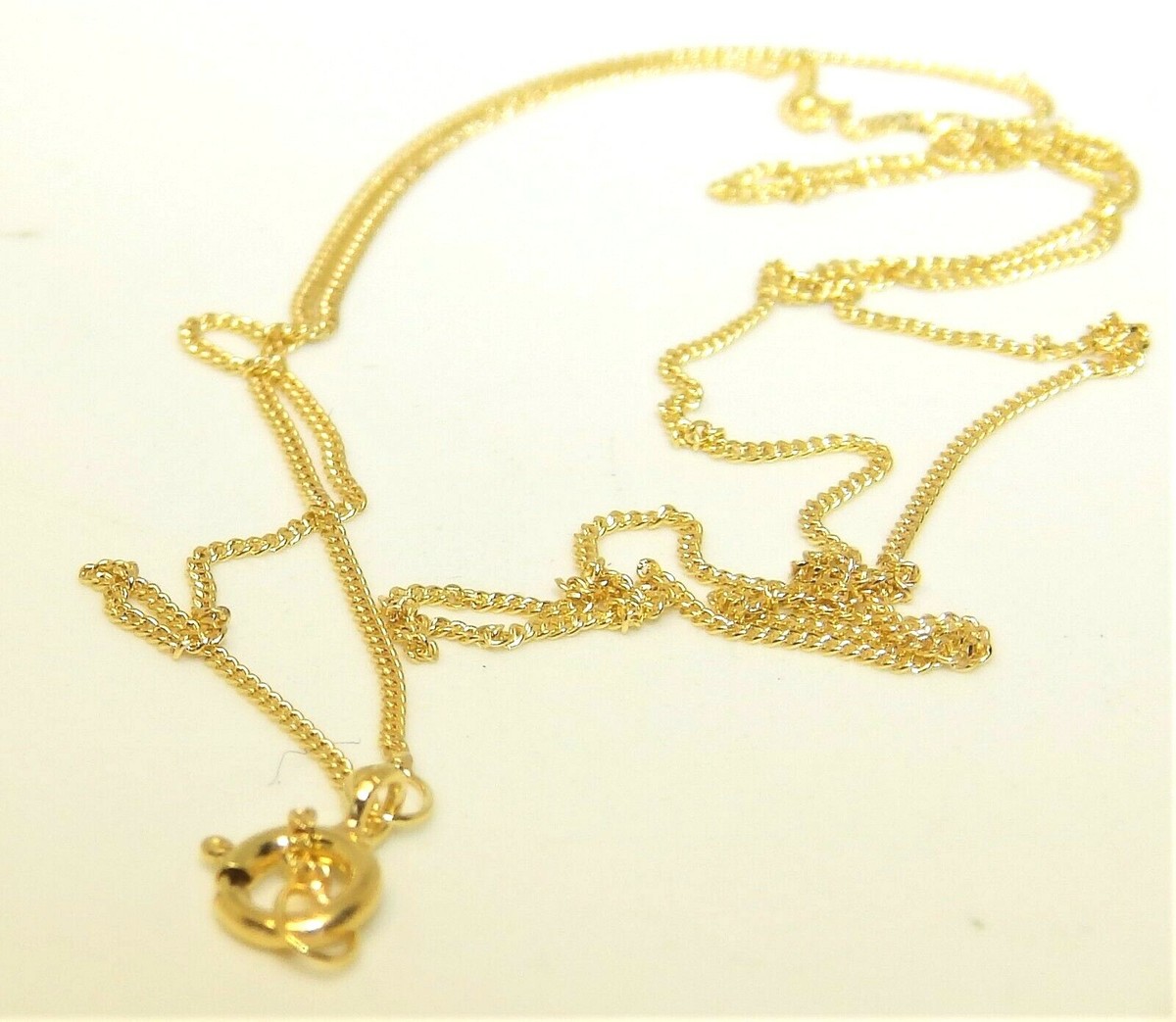 9CT GOLD CHAIN 18 INCH CURB TRACE CHAIN SOLID CARAT YELLOW GOLD