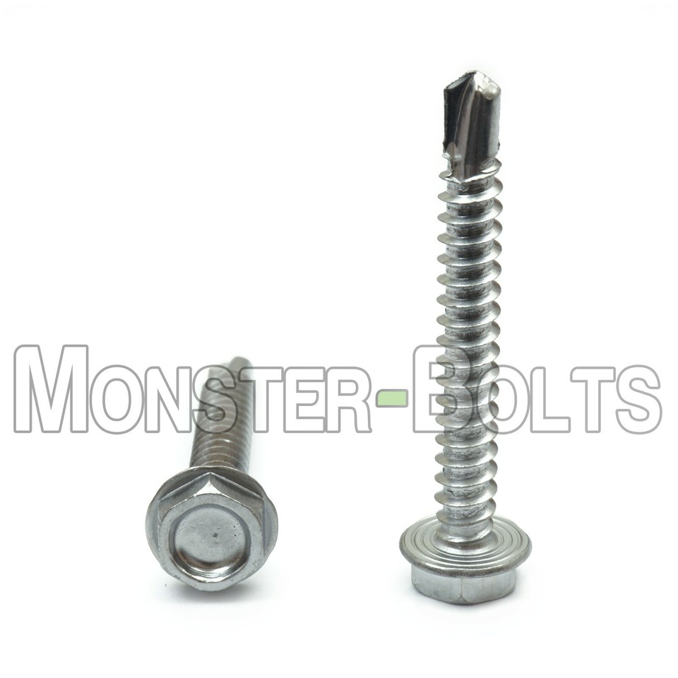 10 x 5/8 (1/4 to 3 Available) Hex Washer Head Self Drilling Sheet Metal Screws with Drill