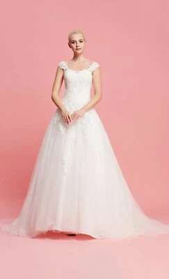 HBH Brautmode Brautkleid in A-Linie aus Spitze mit  Rund-Ausschnitt Gr.34 - 48 - Bild 1 von 4
