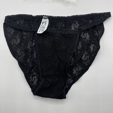 NWT Vintage Sears Kiki Black Panties Lace One Size Fits All Nylon Underwear