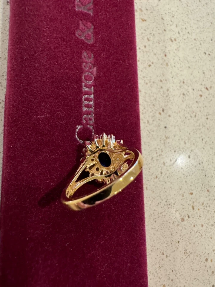 Anillo Camrose & Kross Jacqueline Jackie Kennedy JBK Azul y Dorado   Foto 3 de 3