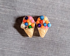 Ice Cream Earrings, Ice Cream Cone Studs, Dessert Earrings, Ice Cream Birthday