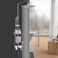 Chrome Bathroom Handheld Shower Faucet 8" Rainfall Shower Head Mixer Water Tap