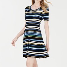 NEW Maison Jules | Striped A-Line Short Sleeve Sweater Dress *NWT* $90 Sz L