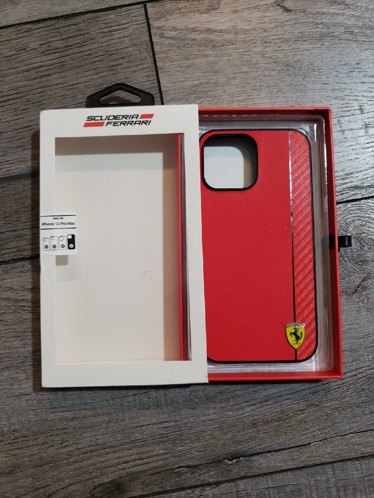 CG MOBILE Ferrari Case for iPhone 13 Pro Max in Smooth Red & Carbon