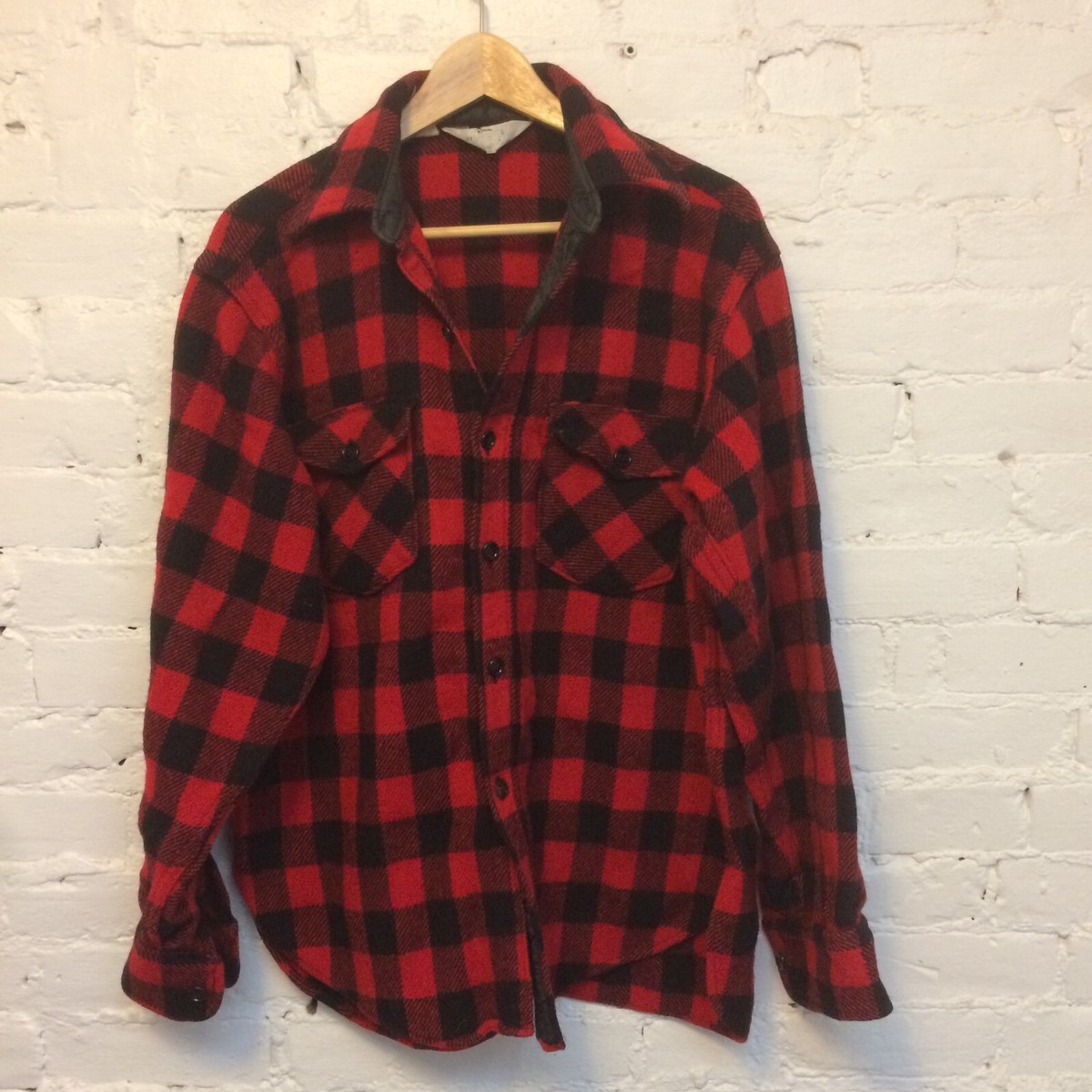 Woolrich vintage 70s wool blend buffalo check jacket red