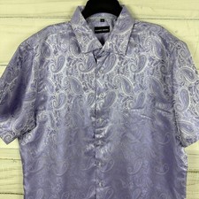 Barry. Wang Button Down Shirt Light, Purple  Silk Paisley Men's Shirt