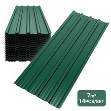 Mondeer 14 x Metal Roof Sheets Galvanized Panels Corrugated Roofing Garage Shed
