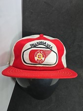 MENS VINTAGE TALLADEGA U.S.A. WINSTON 500 RED  WHITE TRUCKER BASEBALL HAT