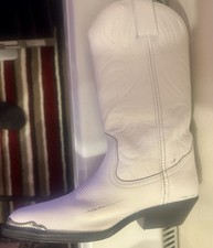 Ladies White Genuine Leather Cowboy Cowgirl Boots Western Line Dance Boots