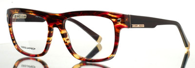 DSQUARED DQ5076 55A Havana Red Smoke Mens Square Eyeglasses 53-16-140 B:41