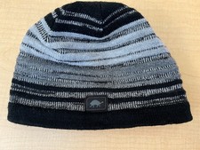 Turtle Fur Kids Size Age 7-12 Black Gray Fleece Lined Beanie Hat Winter