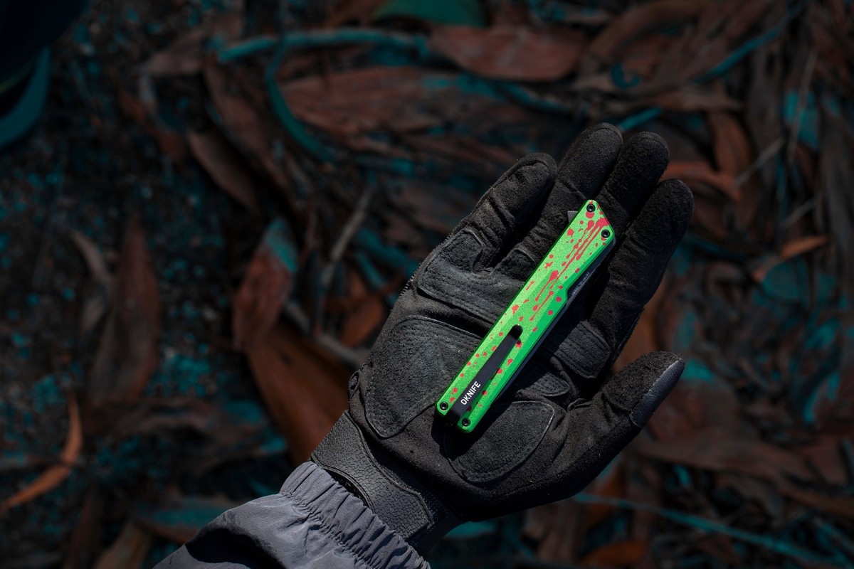 Olight Oknife AION Zombie Green Flipper Folding Pocket Knife, 3.53