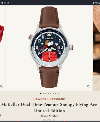 AVI-8 Snoopy Peanuts Flying Azure Aviator McKellar Dual Time Limited #143/530