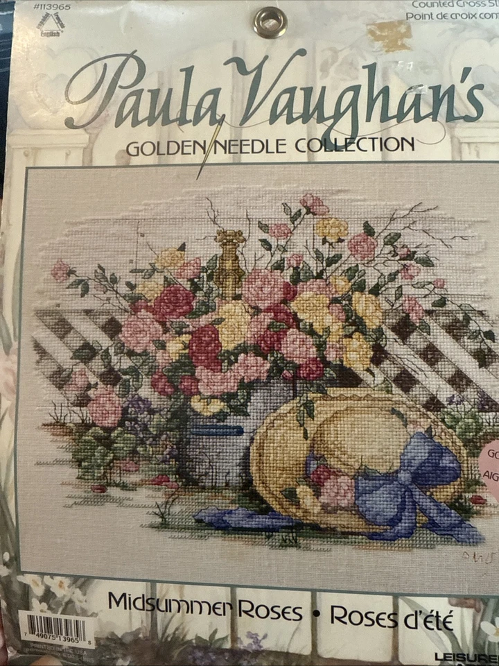 Kit de punto de cruz contado de Paula Vaughan rosas de verano aguja dorada 113965 Foto 2 de 4