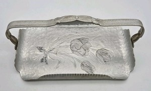 Creation By Rodney Kent Hand Wrought Aluminum Floral Serving Tray #420 VTG 