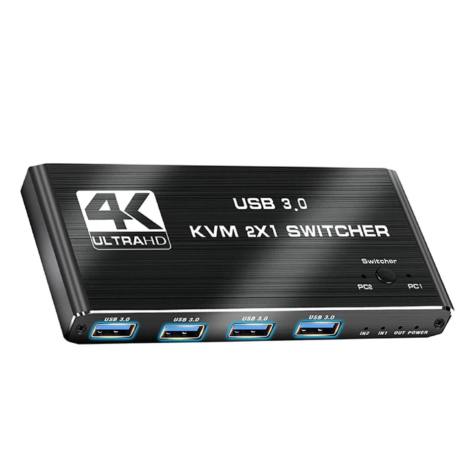 4K 60Hz HDMI KVM Switch Dual Monitor USBx4 HDMI KVM Switch 2 in 1 out - Image 4 of 4