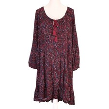 American Eagle Outfitters Dress Womens Small Burgundy Paisley Boho Chic Whimsy