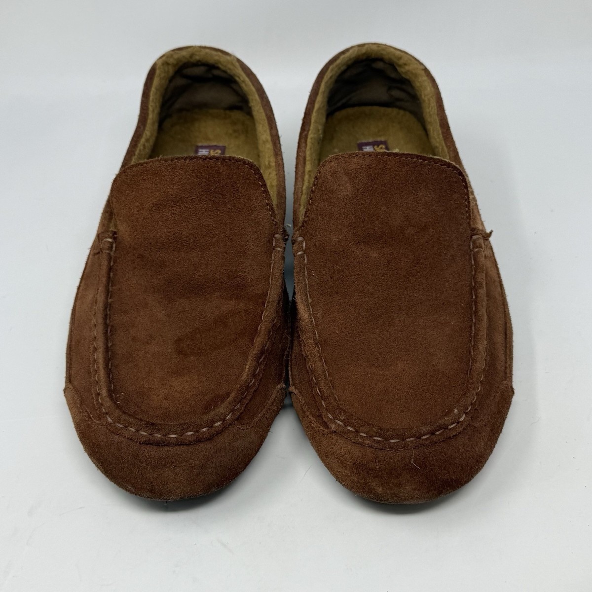 Samuel Hubbard Slippers Mens 12 Nutmeg Brown Suede Wool Fur  display picture 1