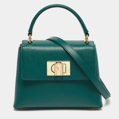 Furla 1927 Mini Green Leather Top Handle Bag