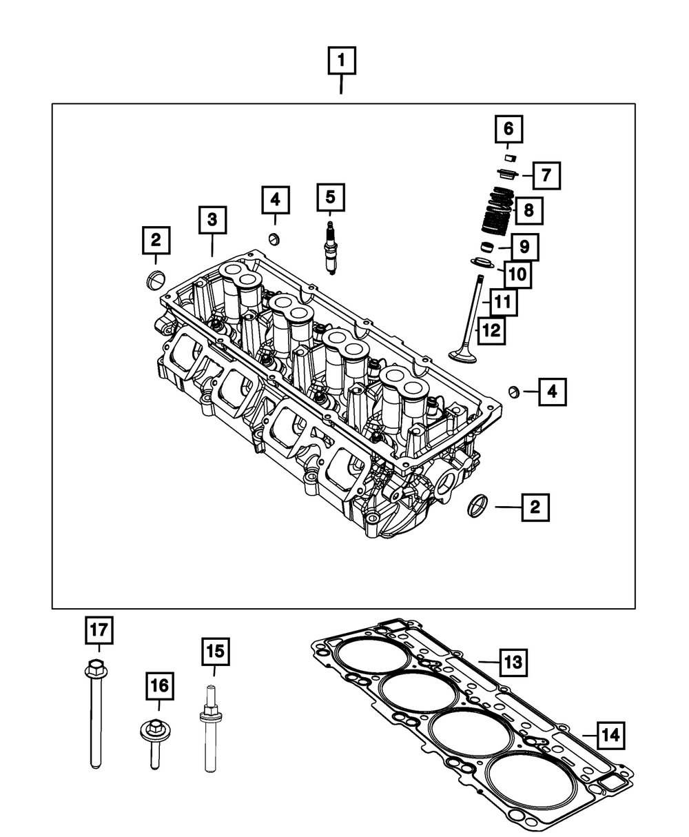 Genuine Mopar Engine Cylinder Head Assembly Right Side 68630244AA