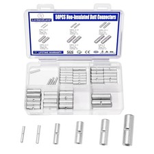 50PCS Non Insulated Butt Connectors 24-8 AWG,Uninsulated Crimp Wire Connectors