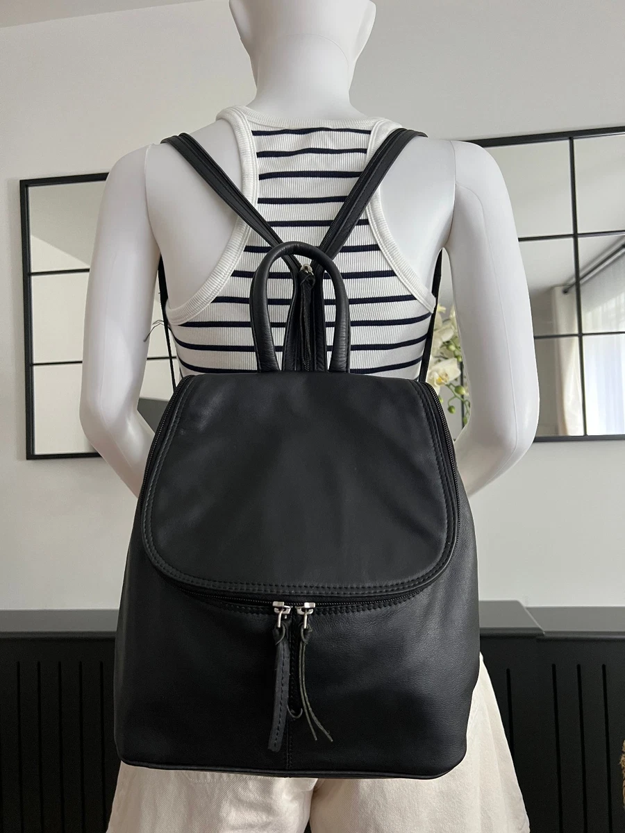 Jobis Navy Leather Backpack Vintage 90s Eastpak USA Navy Leather Bottom  Backpack