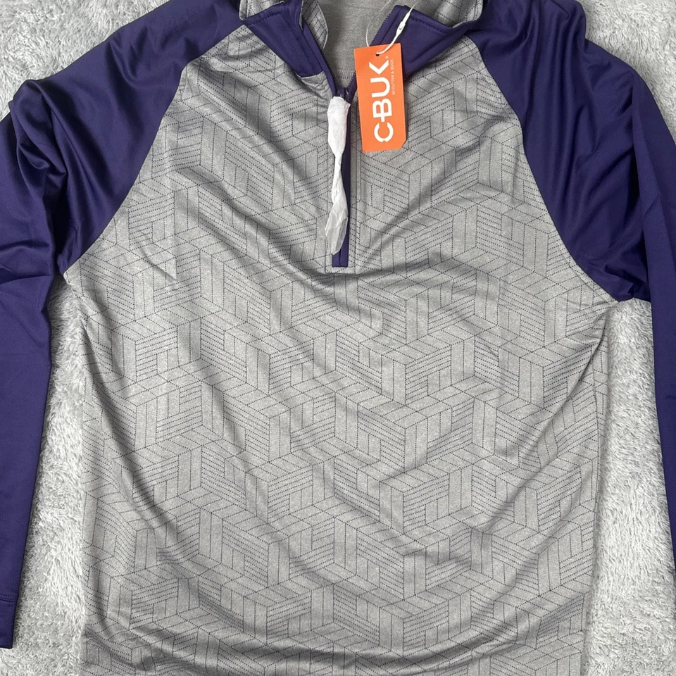 Pullover de golf CBUK 1/4 cremallera para mujer pequeño rendimiento púrpura y gris nuevo con etiquetas Foto 4 de 4