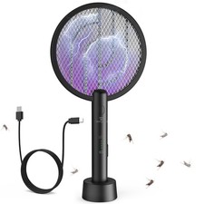 GooQand Elektrische Fliegenklatsche Wiederaufladbar, 4000V Bug Zapper 1 St&uuml;ck, Schwarz