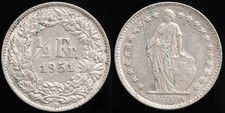 1951 Switzerland 1/2 franc