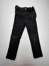 DKNY Kid's Jeans Distressed Denim Skinny Slim Stretch Size 4 Black