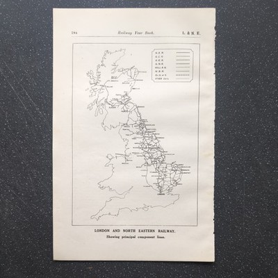 Original 1923 Karte von London und North Eastern Railway Hauptkomponentenlinien