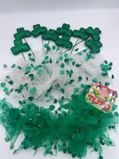 St Patrick  s Day Green and White Shamrock Handmade Vintage Decor
