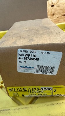 Cooling System Filter ACDelco WF116 NOS OEM GM# 15739240