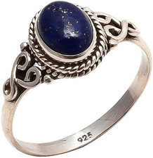 Lapis Lazuli Stone Ring 925 Sterling Silver Statement Ring for Women Handmade Ge