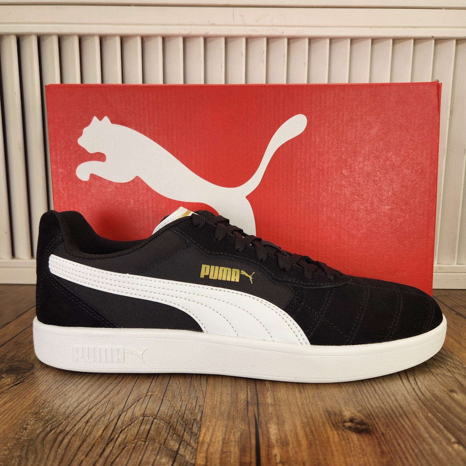 Puma Astro Kick Mens Sz 10.5 Black White Suede Skater Sneakers Shoes 369115-01