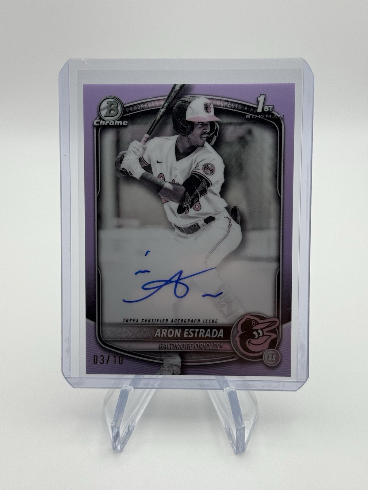 2025 Bowman Chrome Aron Estrada 1st Bowman Auto Pearl Refractor /10 Mint!