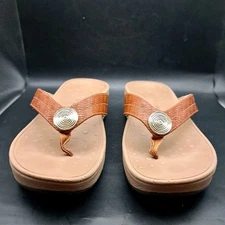 VIONIC WOMEN SANDALS SIZE 8 Or 8.5 BROWN LEATHER SLIDE COMFORT 