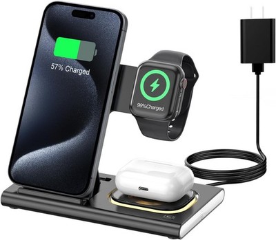 3 in 1 Wireless Charging Station for iPhone 17 16 15 14 Pro Max Apple Watch