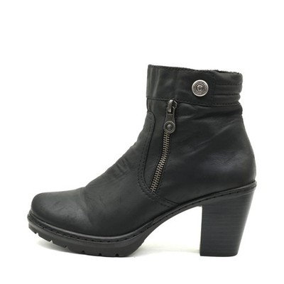 Rieker Damen Y0464 Stiefeletten Schwarz Kunstleder Leicht, Rutschfest EU 38