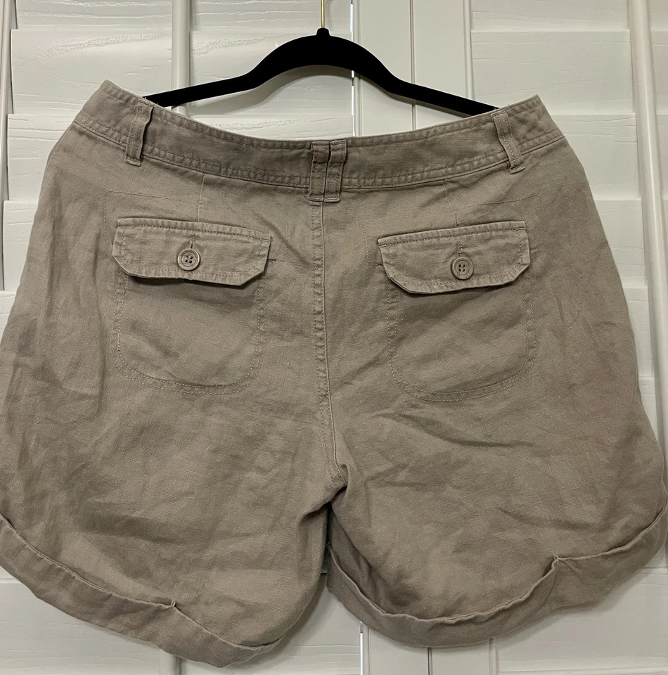 Pantalones Cortos INC International Concepts Para Mujer 8 Lino Tachonado Puños Informales Bolsillos Foto 4 de 4