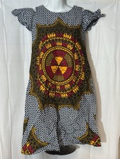 Ankara Shift Midi Dress – Vibrant Mandala African Print Size XS Handmade