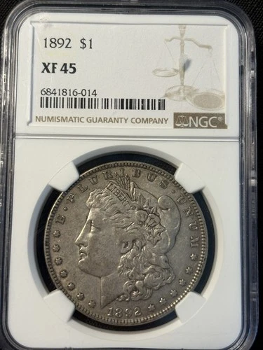 1892 $1 Morgan Silver Dollar NGC XF45 Extremely Fine Circulated Key Date Coin