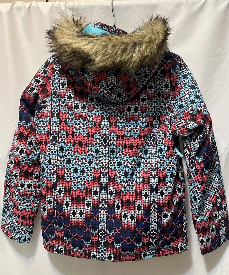 Jaqueta de esqui ROXY meninas American Pie Parka acabamento de pele sintética com capuz zíper 14 XL - Imagem 4 de 4