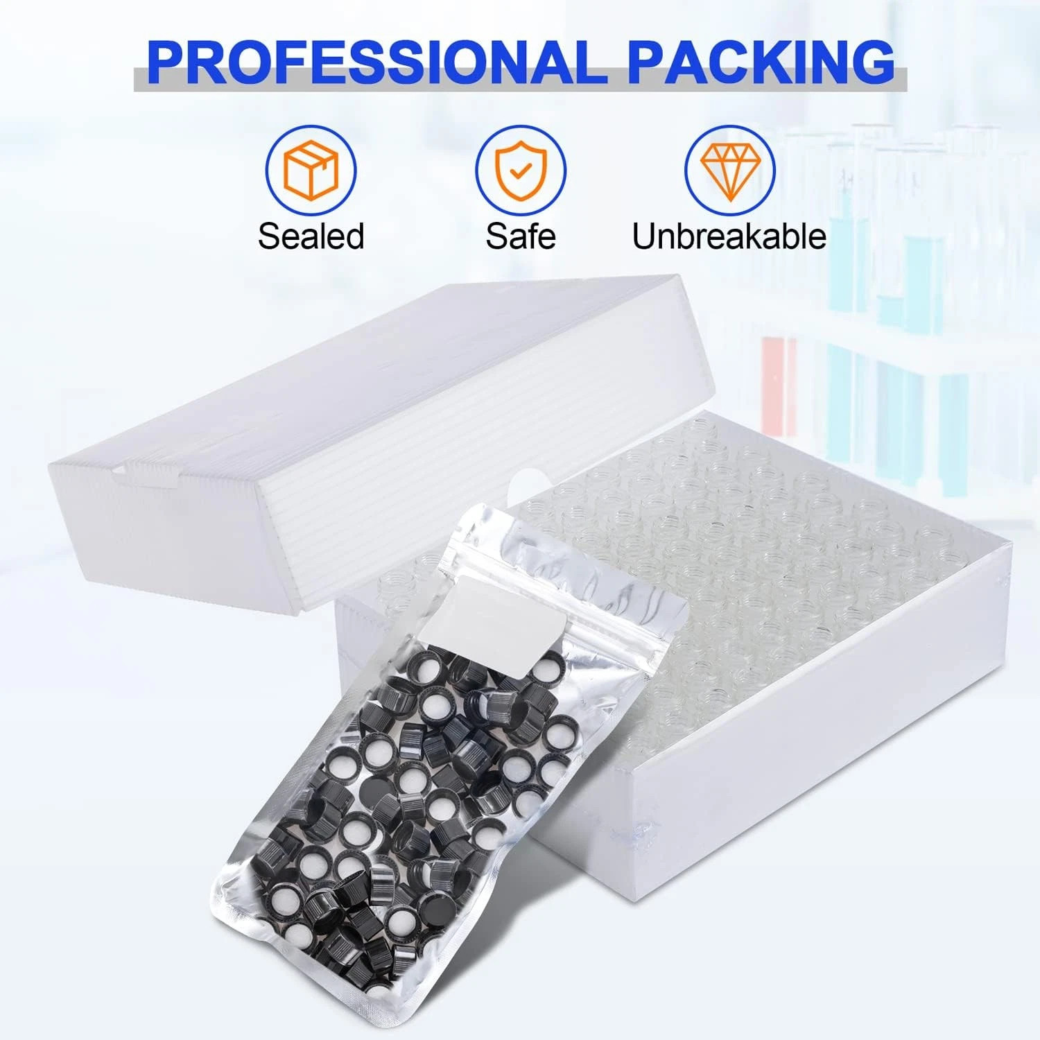 Glass Vials 100pcs 4ml with Screw Caps Clear Liquid Sample Vials Small Bottles