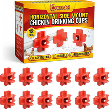 12 Pack - Horizontal Side Mount Automatic Poultry Nipples - Drinker Waterer f...